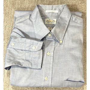 Eagle Shirtmakers Mens  Dress Shirt Size 16 36 Blue Pinpoint Oxford 80's Two Ply
